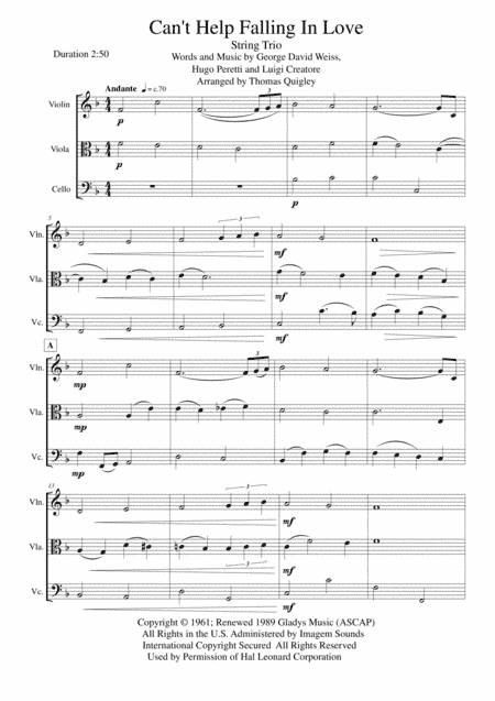 Can't Help Falling In Love (arr. Thomas Quigley)