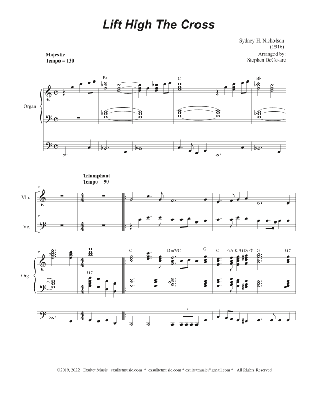 Lift High The Cross (Duet for Violin and Cello) (arr. Stephen DeCesare)