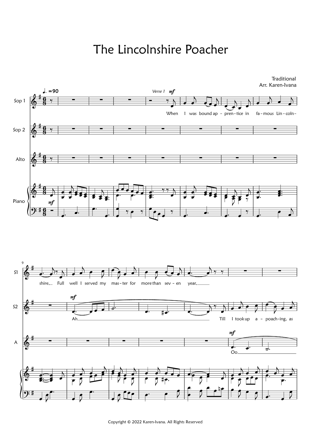 The Lincolnshire Poacher (arr. Karen Ivana)