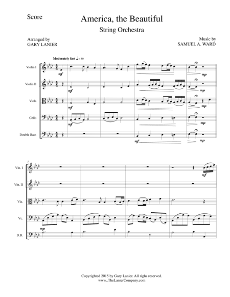 AMERICA,THE BEAUTIFUL (String Orchestra/Score and Parts) (arr. Gary Lanier)