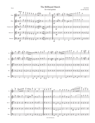 The Billboard March for wind quintet (arr. Bill Malcolm)