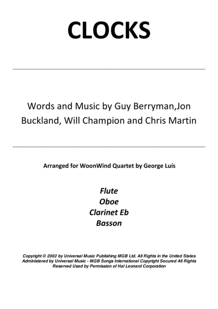 Clocks (arr. George Luis)