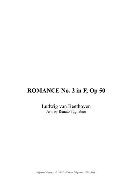 ROMANCE No. 2 Op. 50 - Beethoven - For full Orchestra - With parts (arr. Renato Tagliabue)