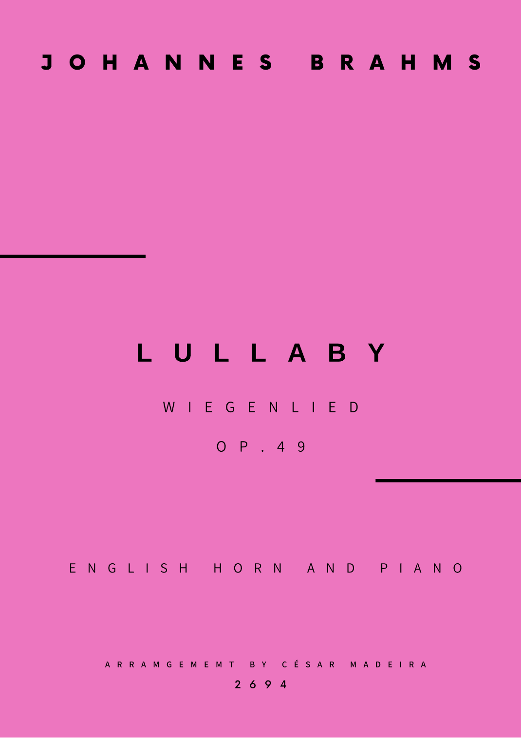 Brahms' Lullaby - English Horn and Piano (Full Score and Parts) (arr. César Madeira)