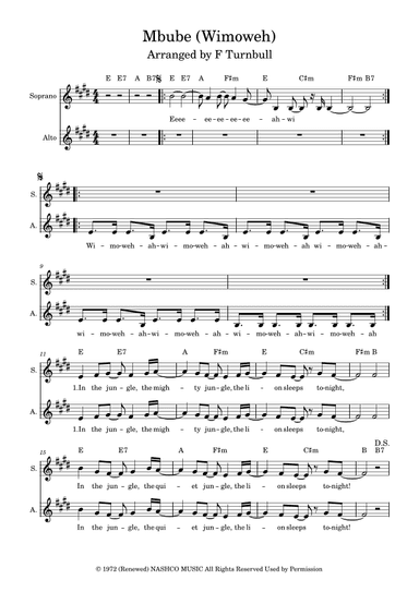 Mbube (wimoweh) (arr. F. Turnbull)