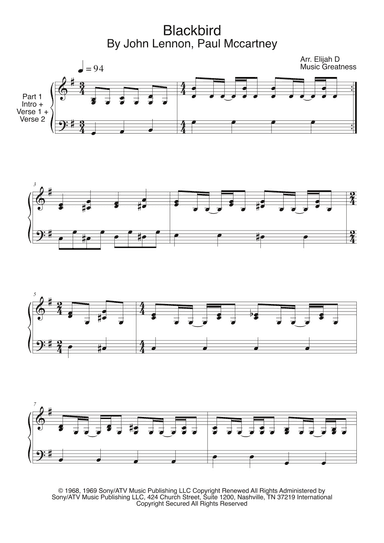 Blackbird (arr. Music Greatness)
