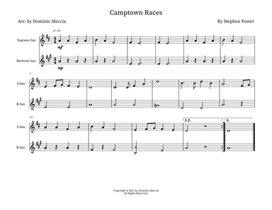 Camptown Races- Soprano Sax and Bari Sax Duet (arr. Dominic Meccia)