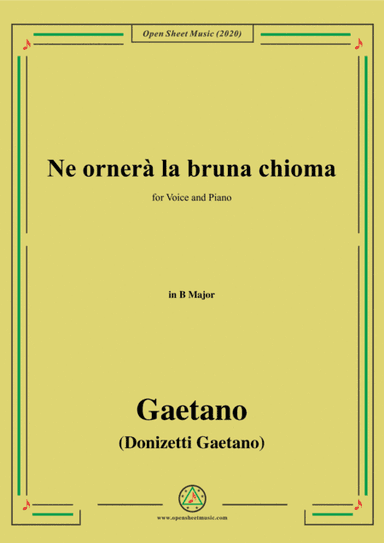 Donizetti-Ne ornera la bruna chioma,in B Major,for Voice and Piano (arr. MSM)