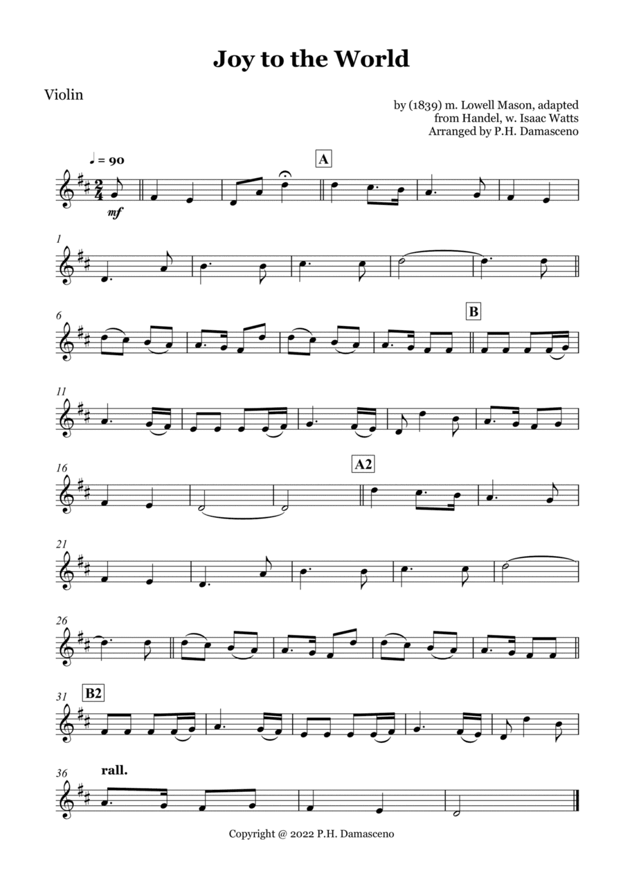 Joy to the World - Violin Solo (arr. P.H. Damasceno)