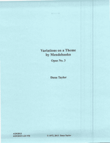 Variations On a Theme by Mendelssohn