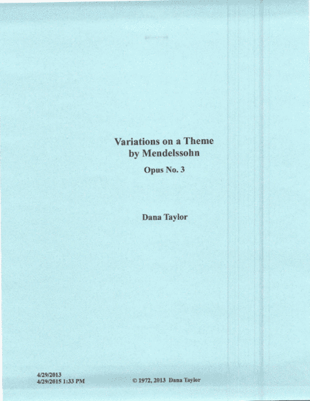 Variations On a Theme by Mendelssohn