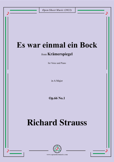 Richard Strauss-Es war einmal ein Bock,in A Major,Op.66 No.1 (arr. OSM Press)
