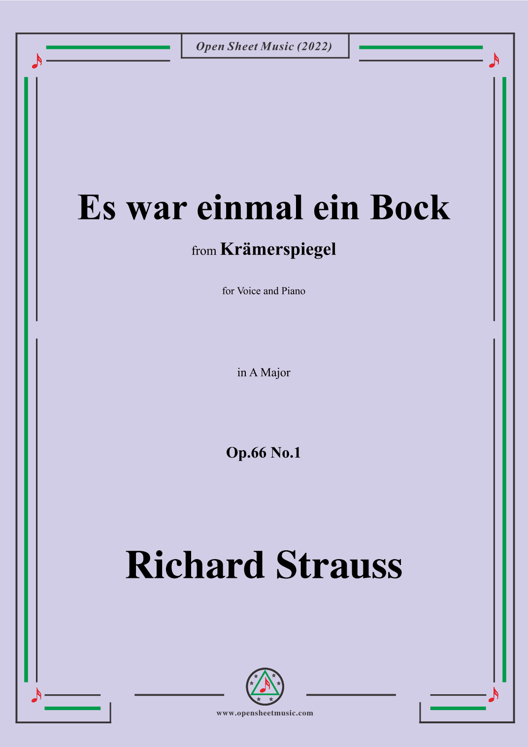 Richard Strauss-Es war einmal ein Bock,in A Major,Op.66 No.1 (arr. OSM Press)