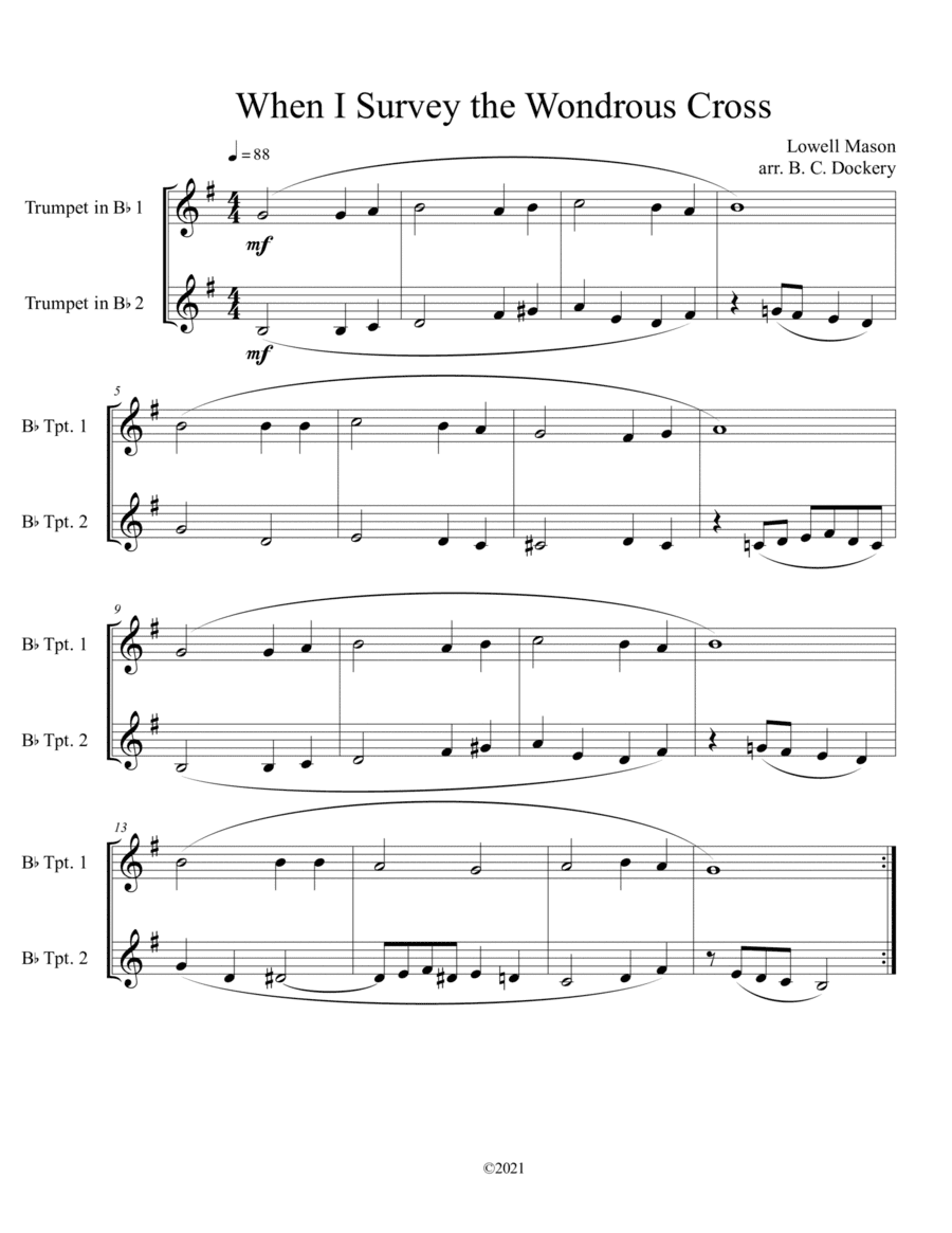 When I Survey the Wondrous Cross (Trumpet Duet) (arr. B. C. Dockery)