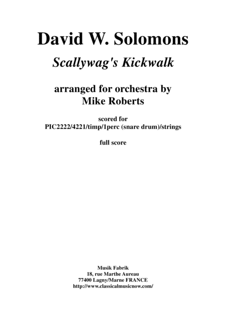Solomons/Roberts: Scallywag's Kickwalk for orchestra : score only