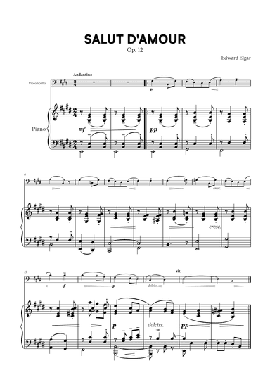 Edward Elgar - Salut d'Amour for Cello and Piano (arr. Cadenza Editions)