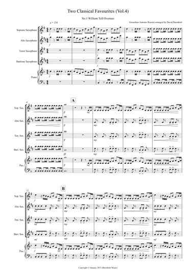 2 Classical Favourites for Saxophone Quartet (volume four) (arr. David Burndrett)
