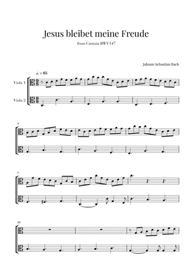 Bach - Jesus bleibet meine Freude for 2 Violas (arr. Cadenza Editions)