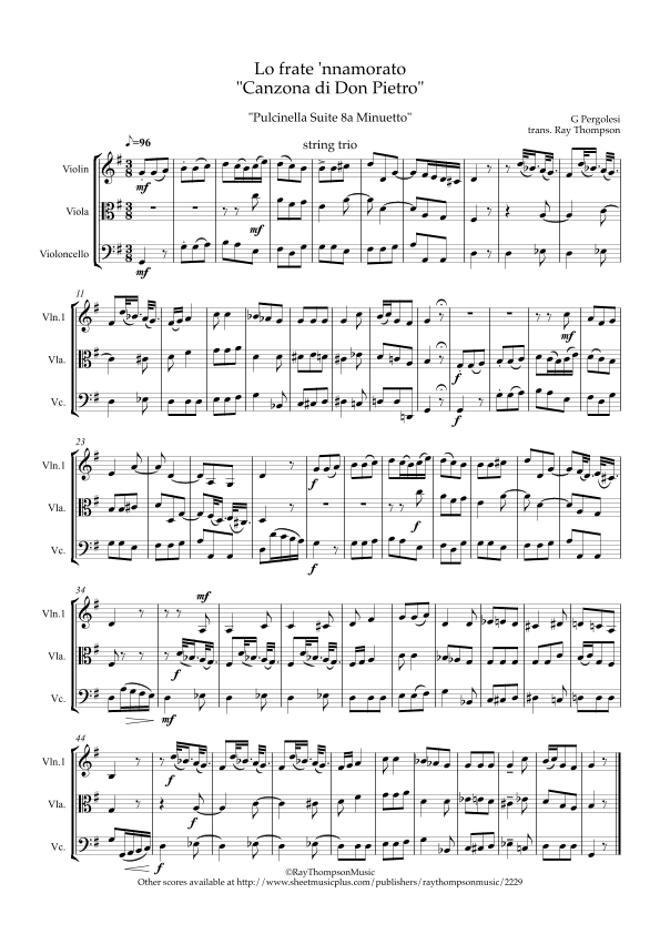 Pergolesi: Puplilette, fiammette d’amore” (Pulcinella Suite - Mvt.8 Minuetto) - string trio (arr. Ray Thompson)