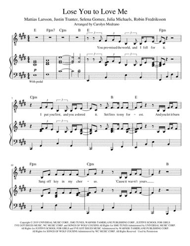Lose You To Love Me (arr. Carolyn Medrano)