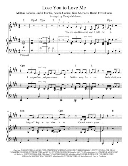 Lose You To Love Me (arr. Carolyn Medrano)