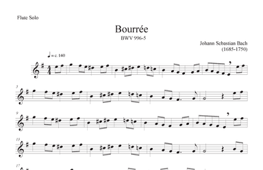 Bourrée BWV 996-5 (Flute Solo) (arr. P. R. Frederick)