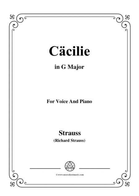 Richard Strauss-Cäcilie in G Major,for Voice and Piano (arr. MSM)