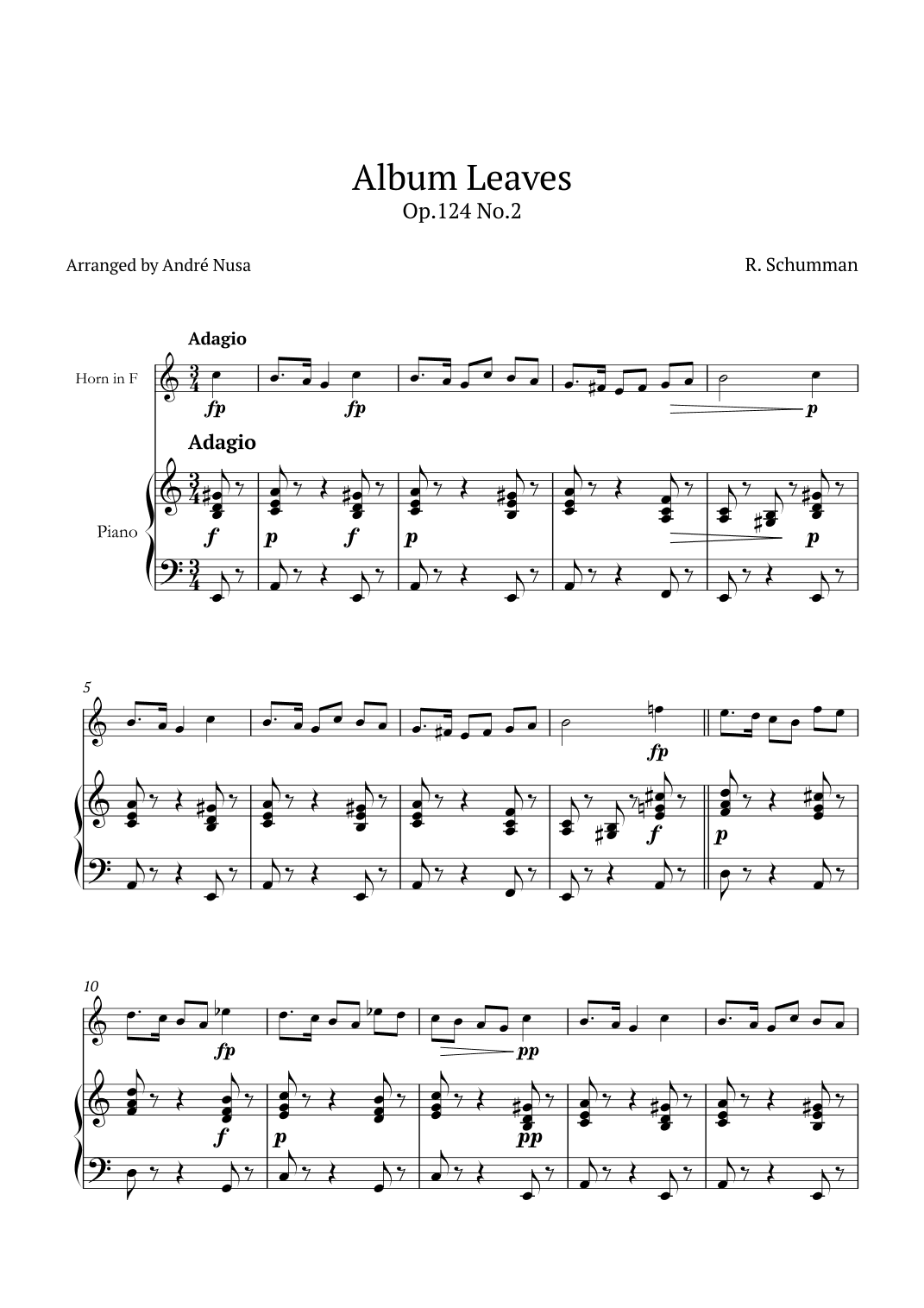 Album Leaves Op.124 No.2 (arr. André Nusa)