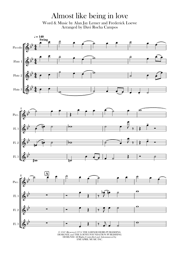 Almost Like Being In Love (arr. Davi Rocha Campos)