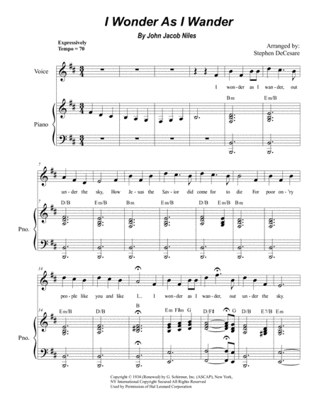 I Wonder As I Wander (arr. Stephen DeCesare)