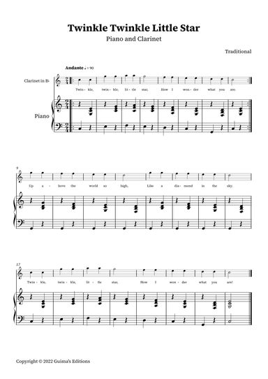 Twinkle Twinkle Little Star (arr. Guima's Editions)
