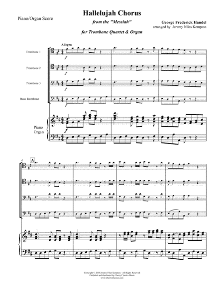 Hallelujah Chorus for Trombone Quartet & Organ or Piano (arr. Kempton, Jeremy Niles)