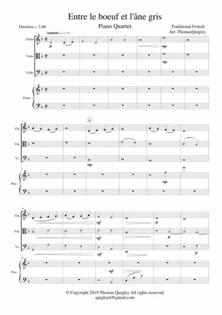 Entre le boeuf et l'âne gris (arr. Thomas Quigley)
