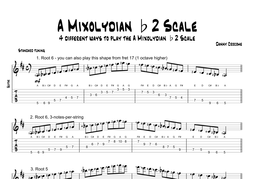 A Mixolydian b2 Scale (4 Ways to Play)