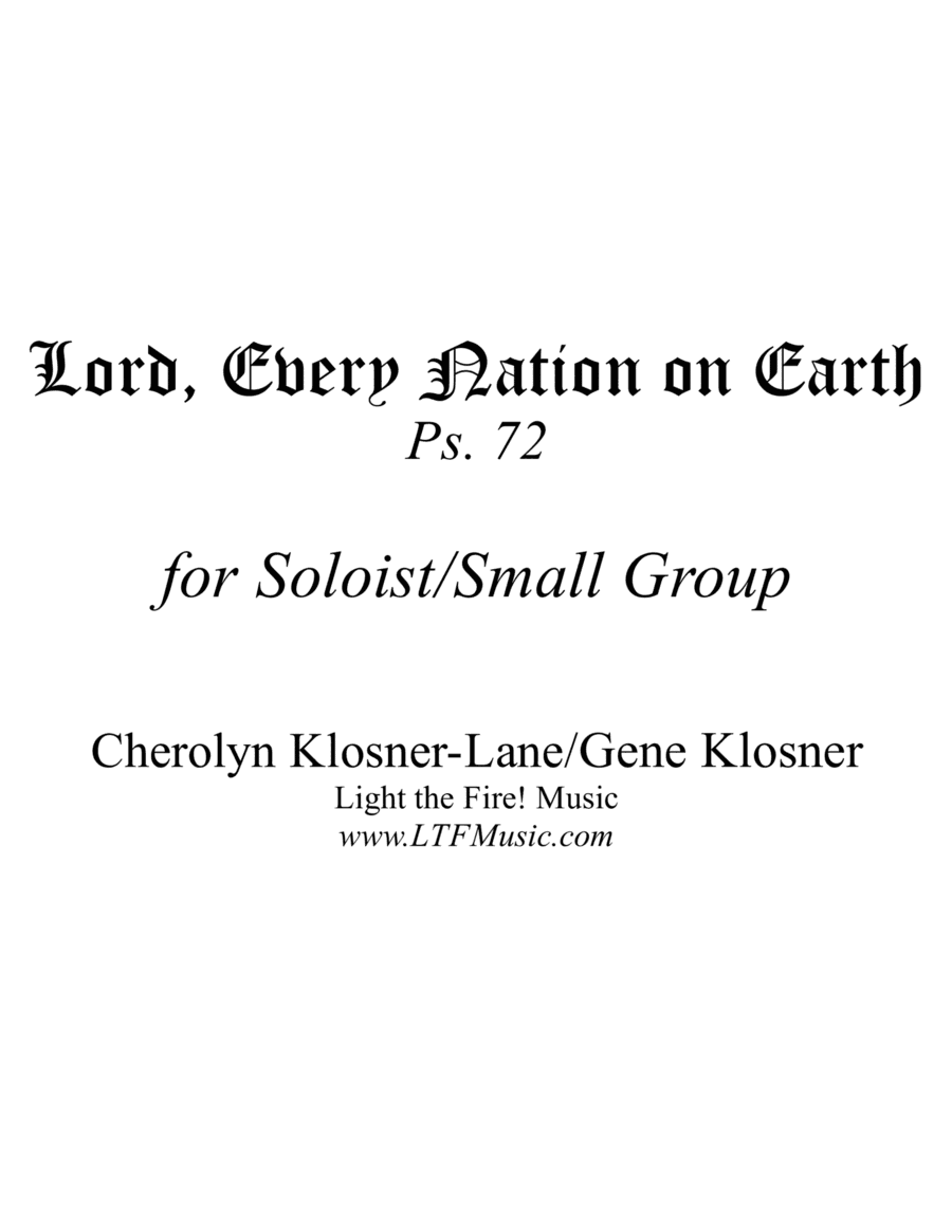 Lord, Every Nation on Earth (Ps. 72) [Soloist/Small Group]