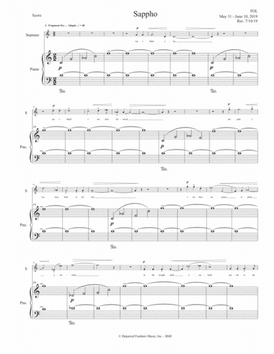 Sappho ... Five Poems by H.D. (2019) piano part