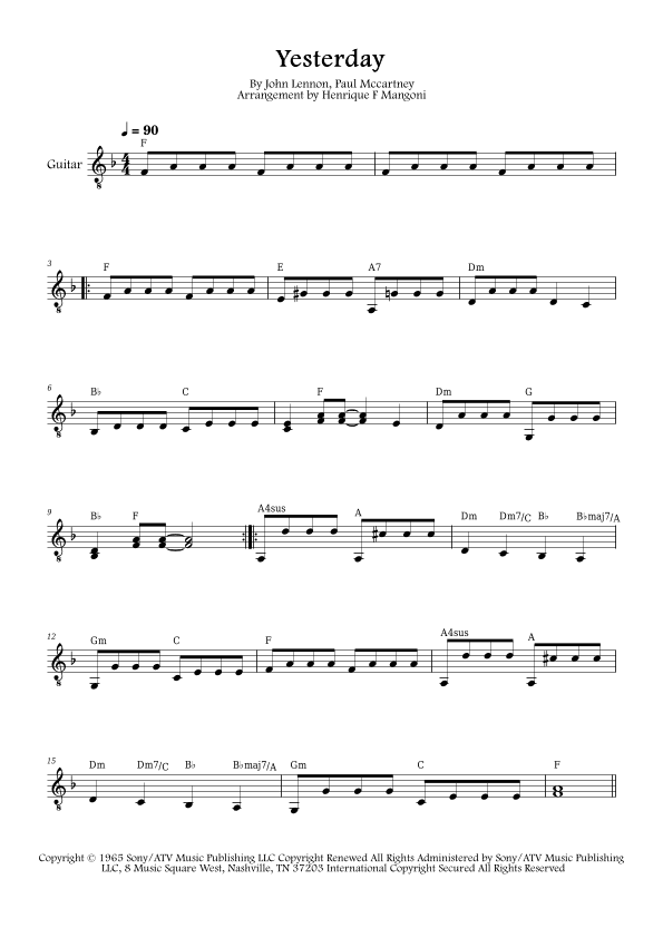 Yesterday (arr. Henrique F Mangoni)
