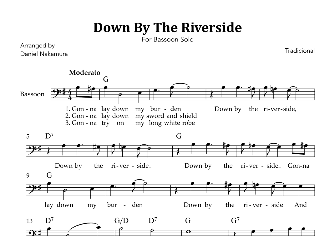Down By The Riverside (For Bassoon Solo) (arr. Daniel Nakamura)