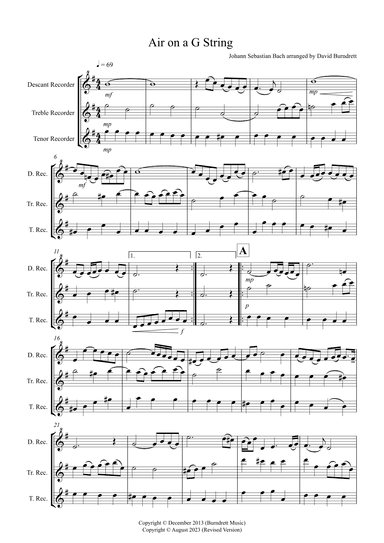 Air on a G String for Recorder Trio (arr. David Burndrett)