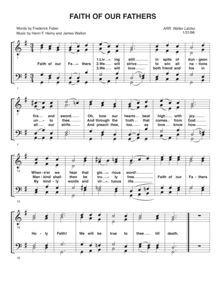 Faith of our Fathers (arr. Walter Latzko)