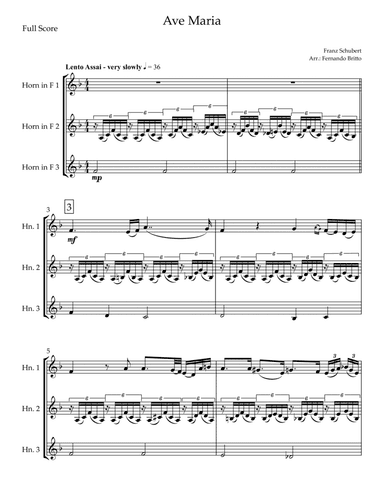 Ave Maria (Franz Schubert) for Horn in F Trio (arr. Fernando Britto)