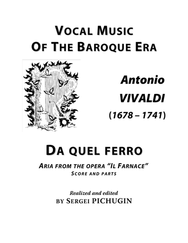 VIVALDI Antonio: Da quel ferro, aria from the opera Il Farnace, score and parts (D minor) (arr. Sergei PICHUGIN)