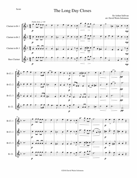 The long day closes for clarinet quartet (arr. David Warin Solomons)