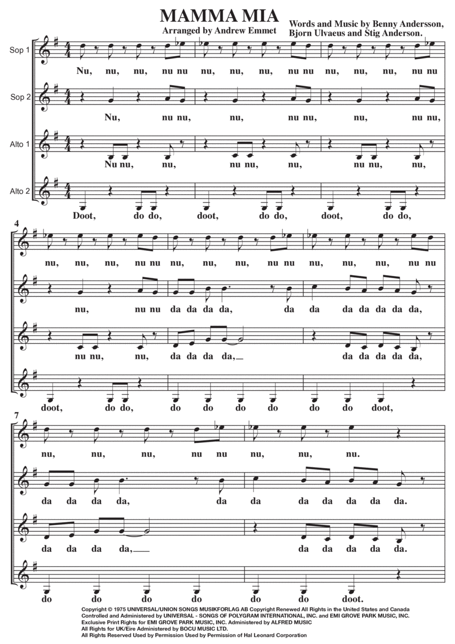 Mamma Mia (arr. Andrew Emmet)