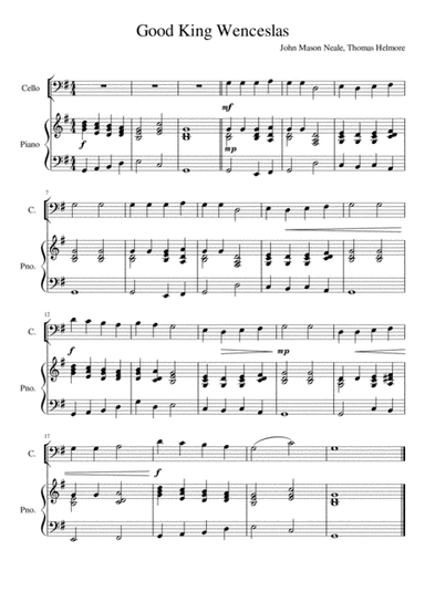 Good King Wenceslas - Cello and Piano (arr. Kacie J. Rickells)