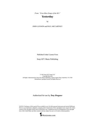 Yesterday (arr. Tony Bragano)