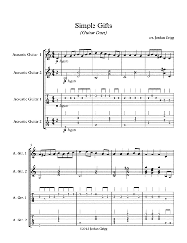 Simple Gifts (Guitar Duet) (arr. Jordan Grigg)