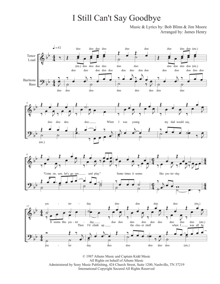 I Still Can't Say Goodbye (arr. James Henry)