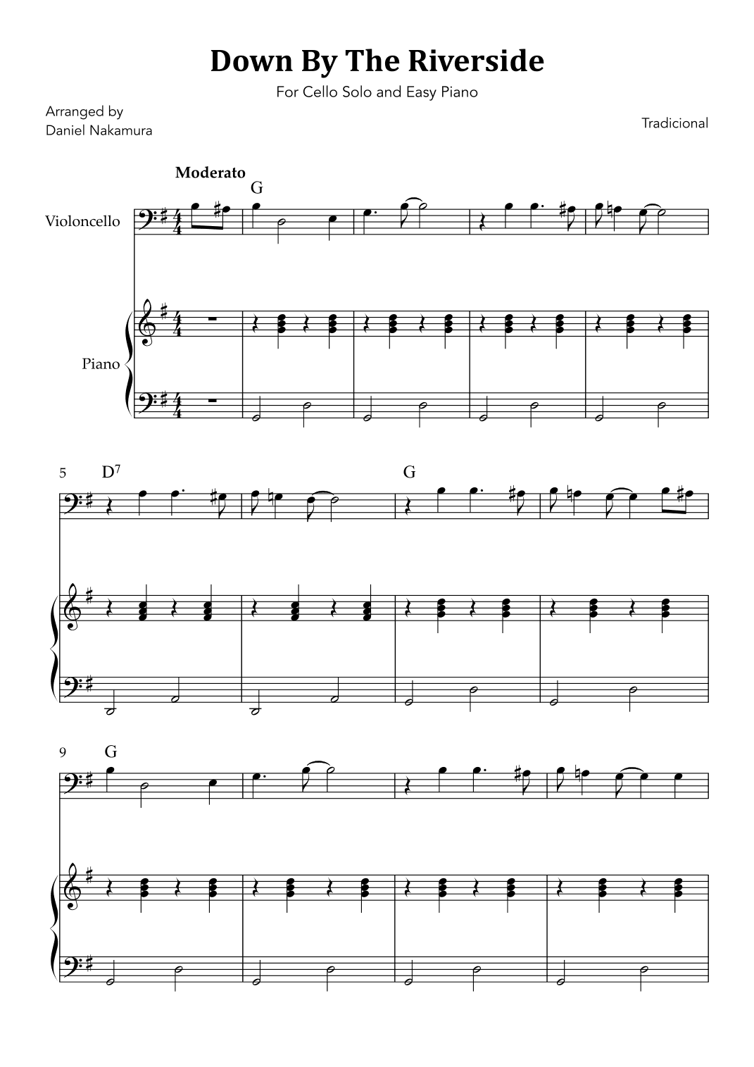 Down By The Riverside (For Cello and Easy Piano) (arr. Daniel Nakamura)