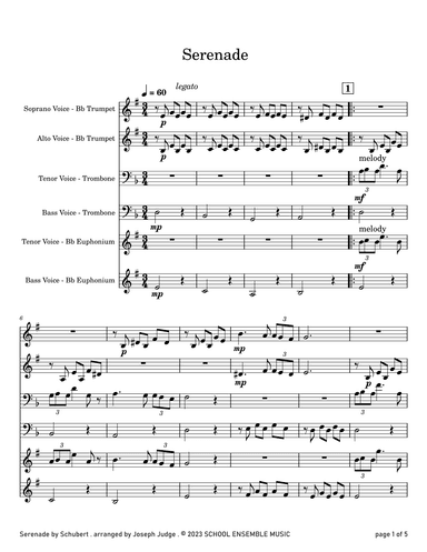 Serenade by Schubert for Brass Quartet in Schools (arr. Joseph Judge)